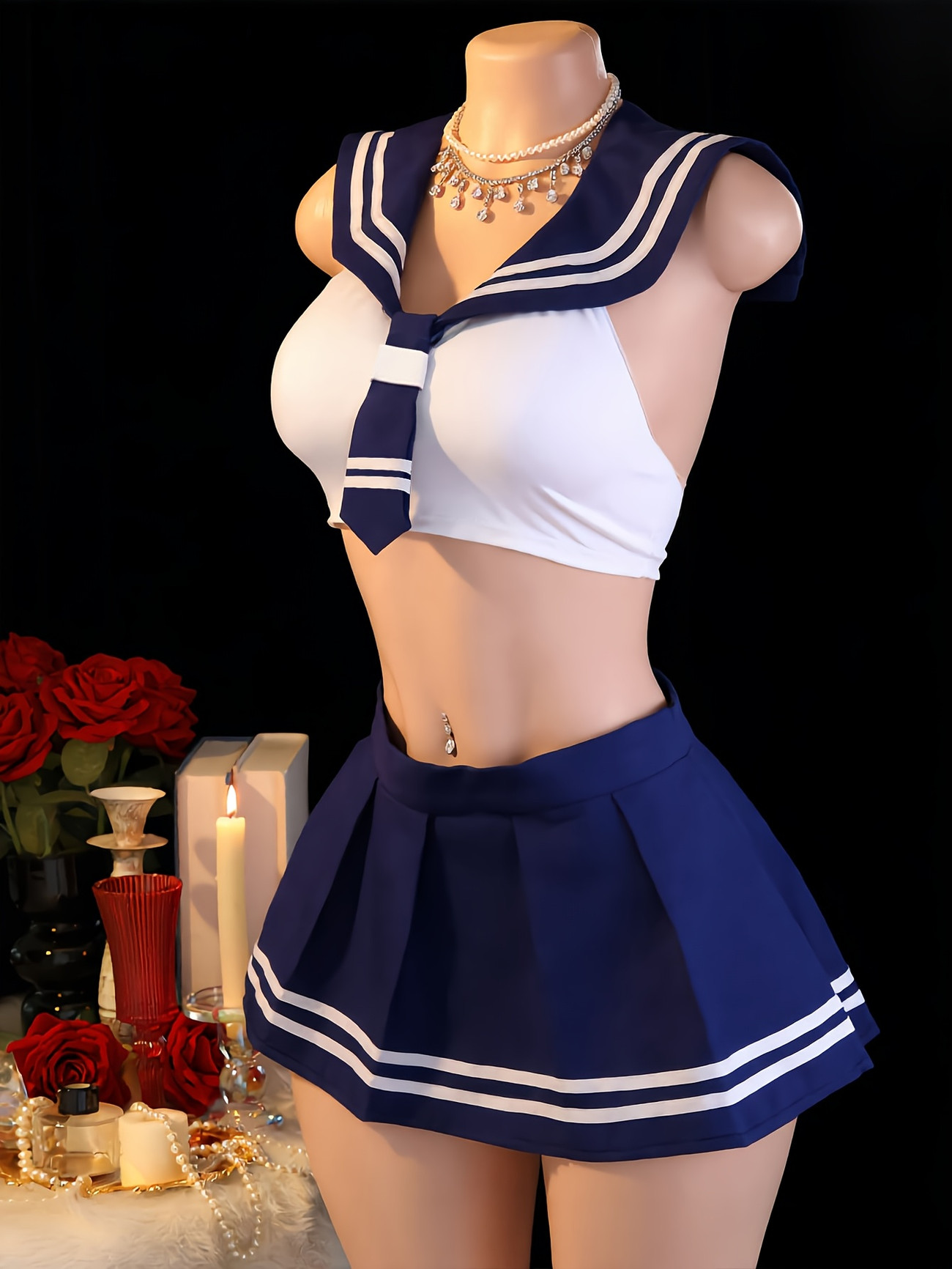 Women's 2Pcs Sailor Role Play  - Garter Belt Set 评论和价格